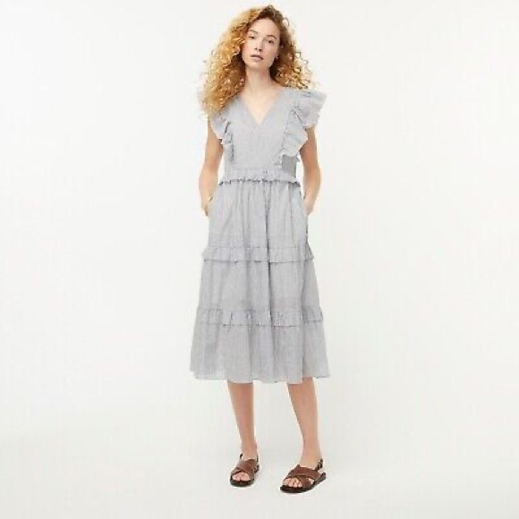 J. Crew Dresses & Skirts - J Crew Ruffle-sleeve cotton voile midi dress